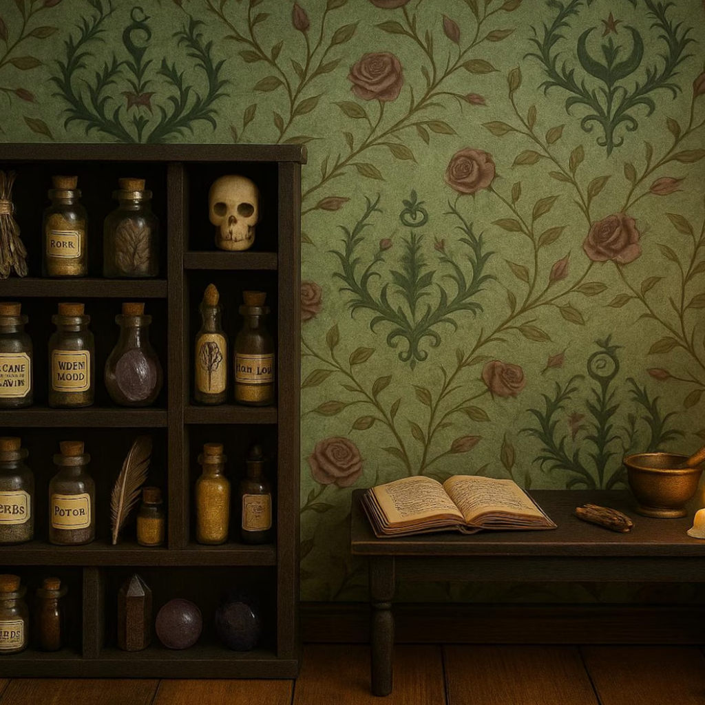 Gothic Botanical Miniature Dollhouse Wallpaper | 1:12 Scale