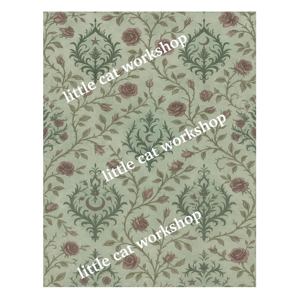 Gothic Botanical Miniature Dollhouse Wallpaper | 1:12 Scale