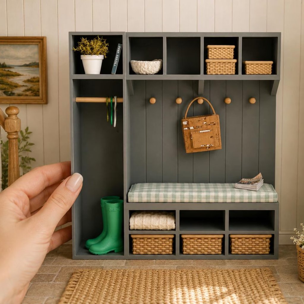 Miniature Mudroom/Hall Tree Kit | 1:12 Scale