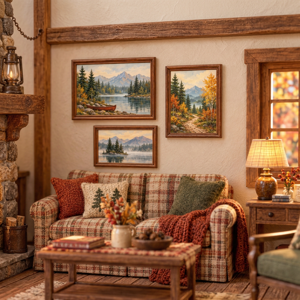 Fall Cabin Wall Art Printable | 1:12 Scale