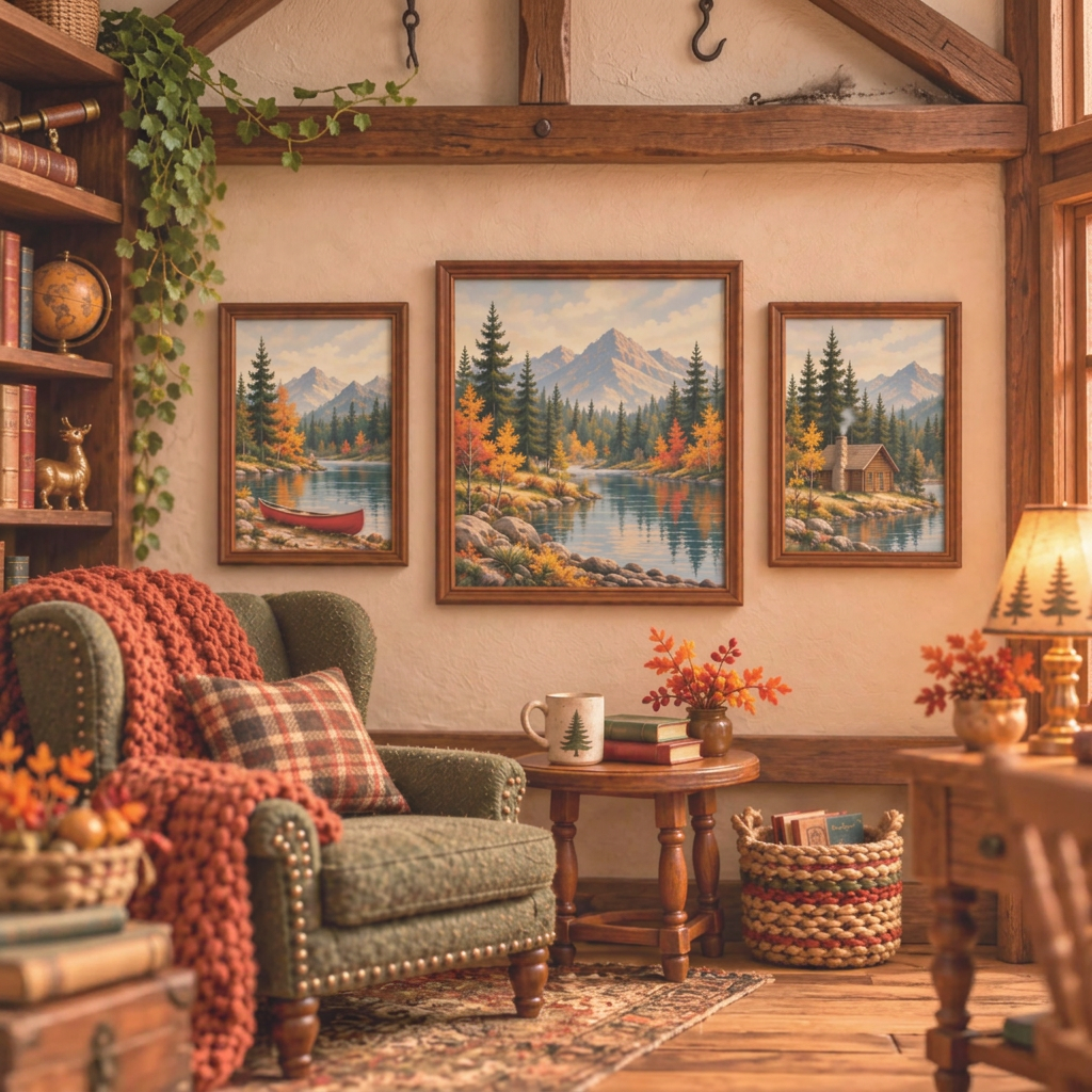 Fall Cabin Wall Art Printable | 1:12 Scale