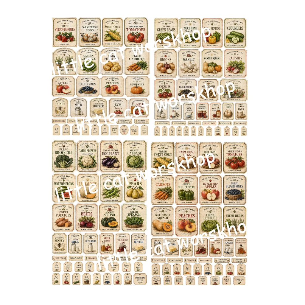 Farm Stand Labels Printable | 1:12 Scale