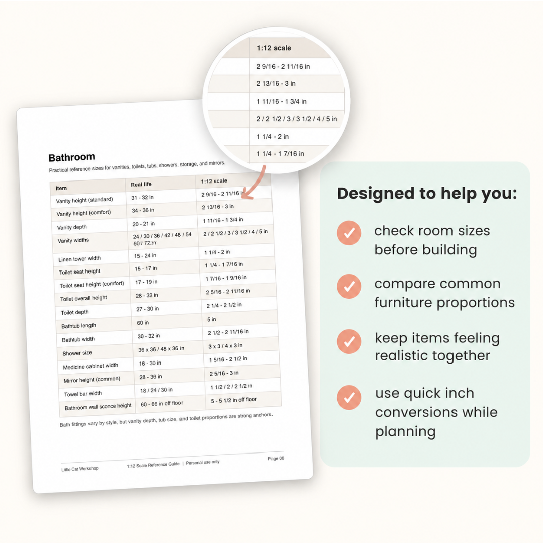Dollhouse Scale Guide (No Math) | 1:12 Miniature Size Chart