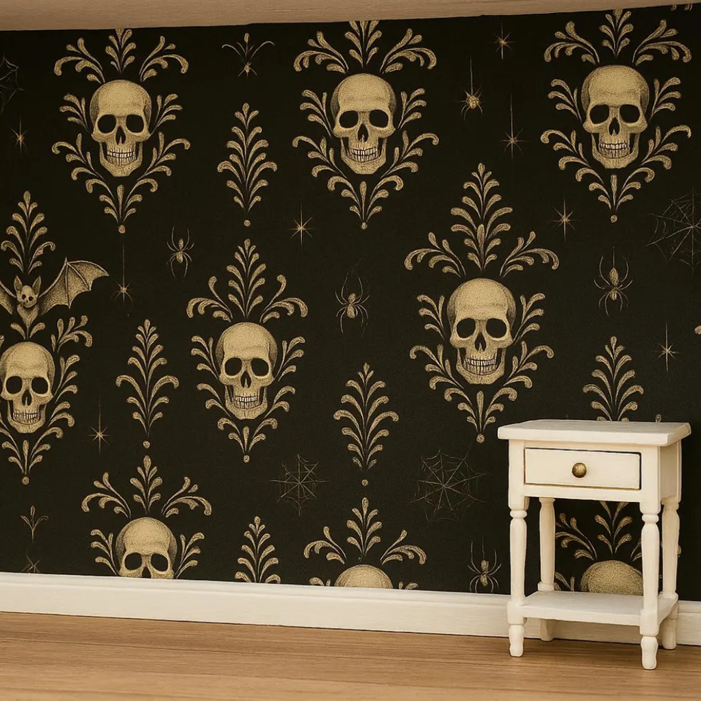 Gothic Skull Dollhouse Wallpaper | 1:12 Scale