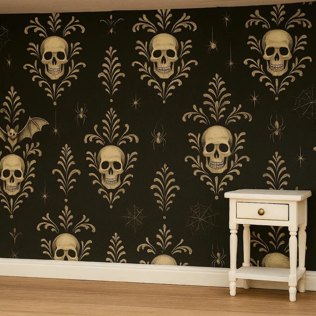 Gothic Skull Dollhouse Wallpaper | 1:12 Scale
