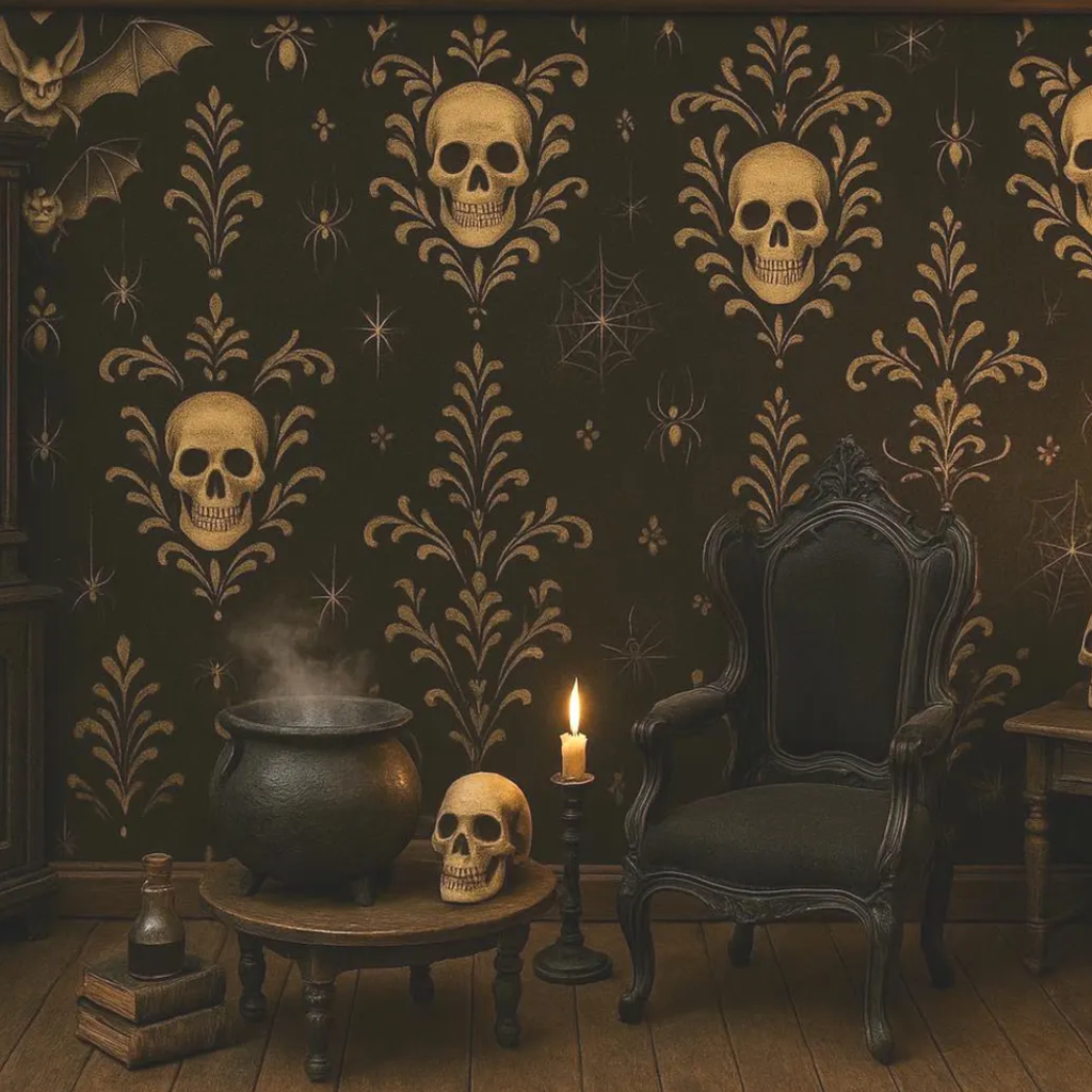 Gothic Skull Dollhouse Wallpaper | 1:12 Scale