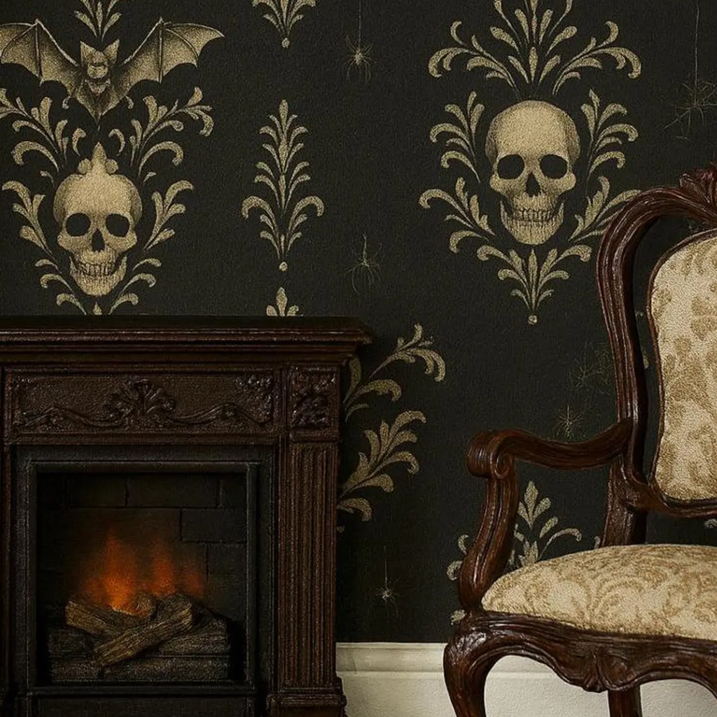 Gothic Skull Dollhouse Wallpaper | 1:12 Scale