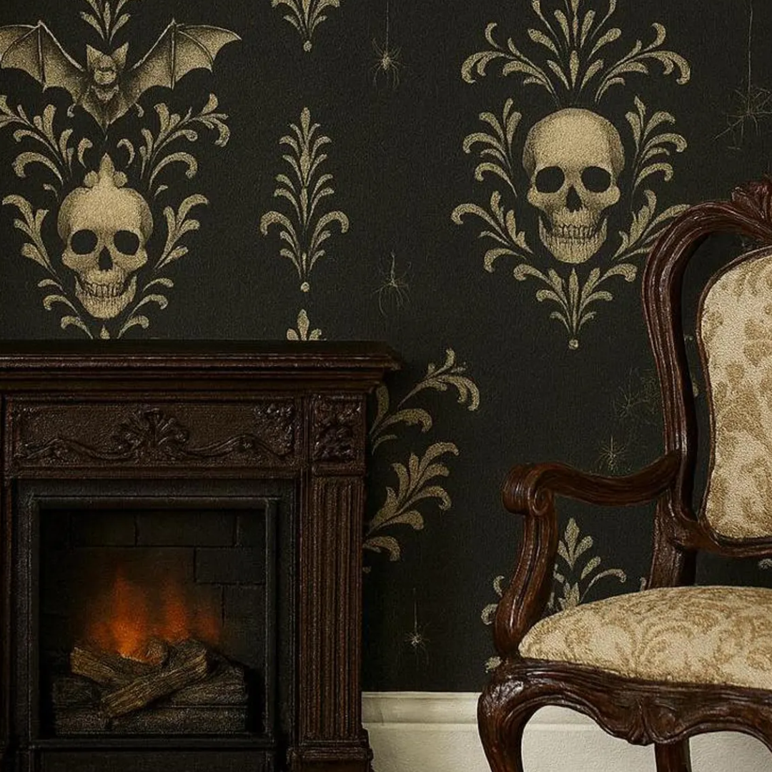 Gothic Skull Dollhouse Wallpaper | 1:12 Scale