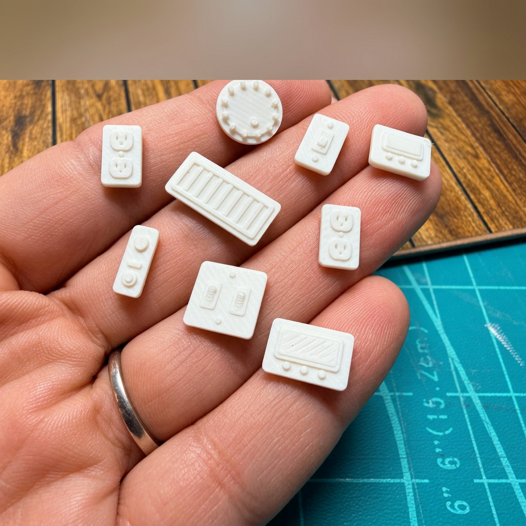 Square miniature fixtures in hand