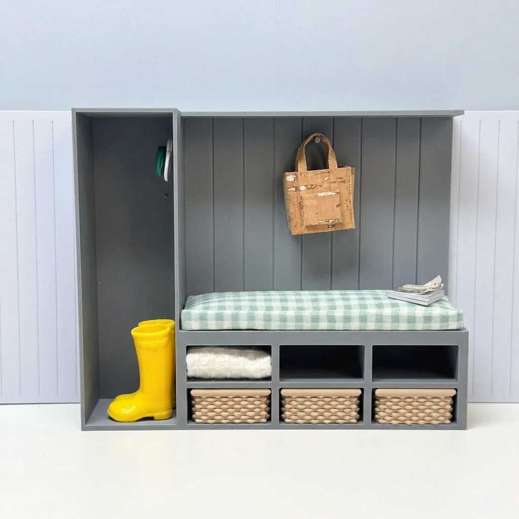 Square mudroom boot display