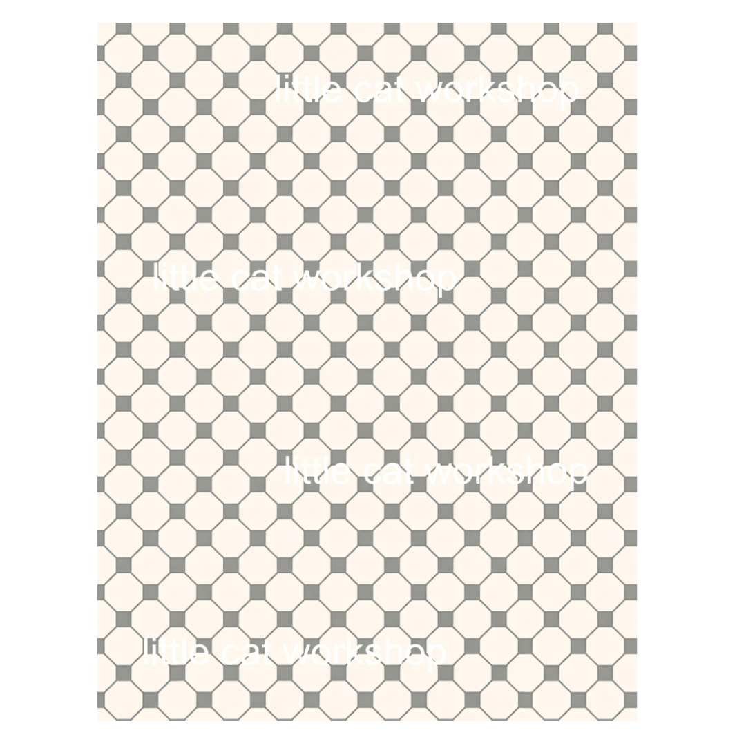 Victorian Stone Grey & Cream Tile Flooring Printable | 1:12 Scale