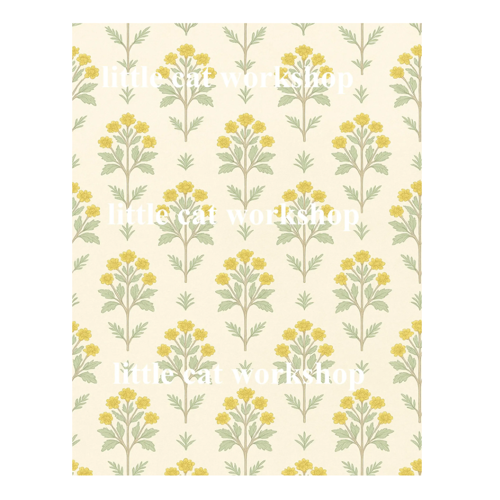 Dollhouse Miniature Yellow Floral Stripe Wallpaper | 1:12 Scale